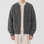 Men’s Knitted Cardigan – Funnel Neck Full Zip Jumper with Pockets