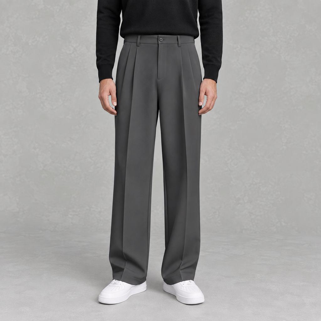 Men’s Trousers – Loose Fit Straight Leg Suit Pants