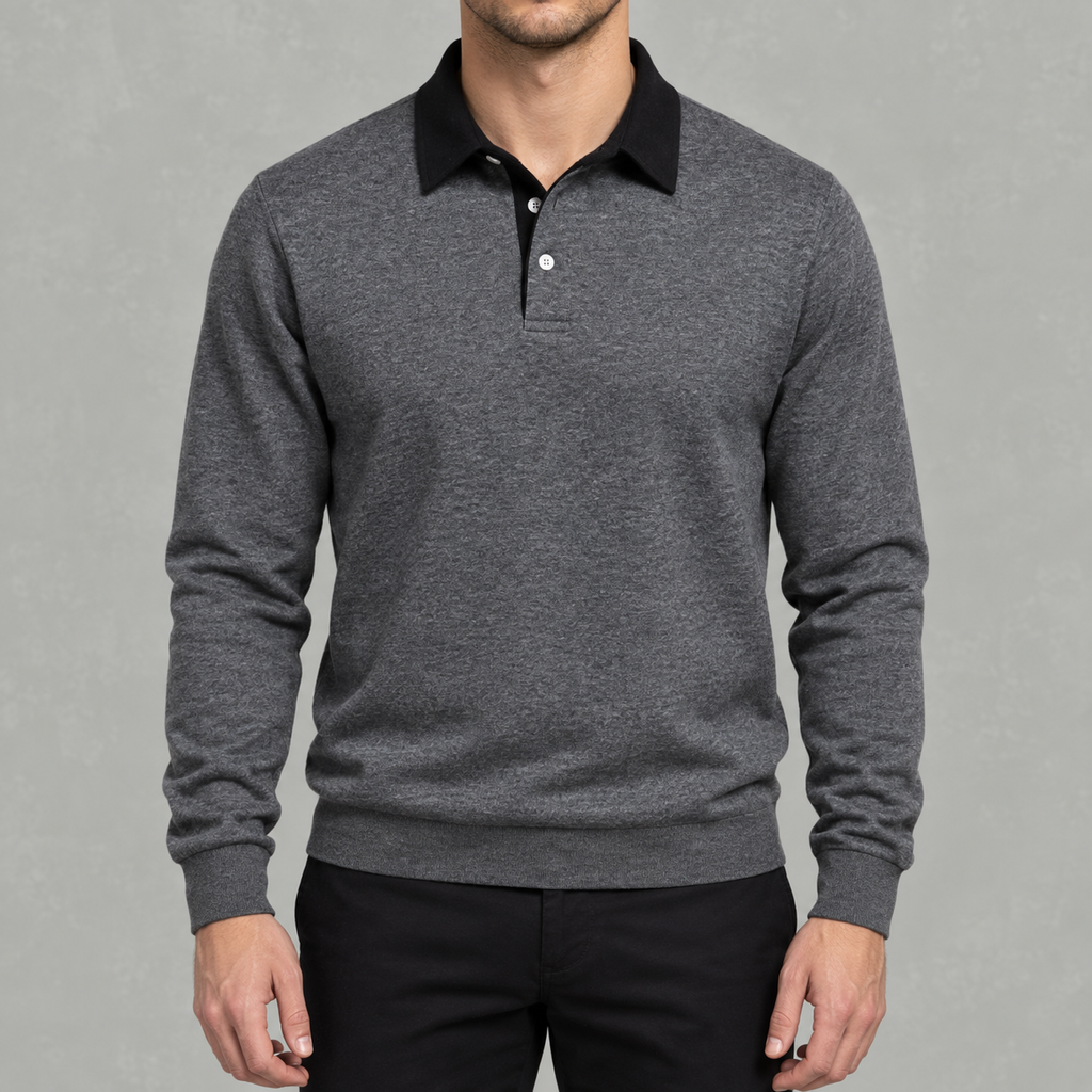 Men’s Polo Jumper – Long Sleeve Polo Collar Jumper