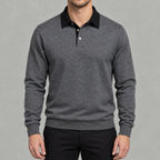 Men’s Polo Jumper – Long Sleeve Polo Collar Jumper