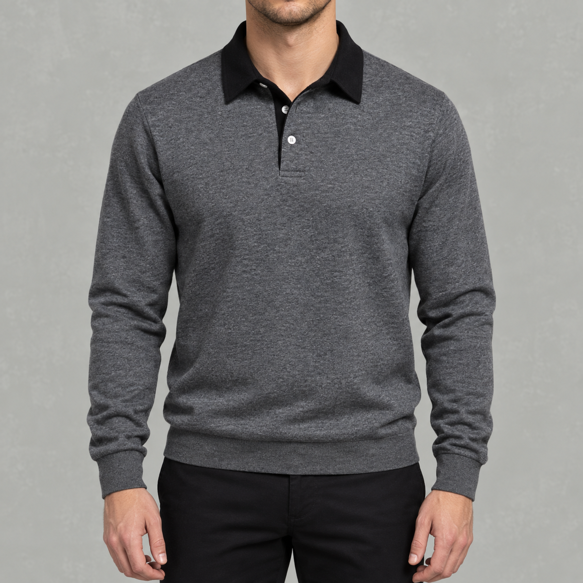 Men’s Polo Jumper – Long Sleeve Polo Collar Jumper