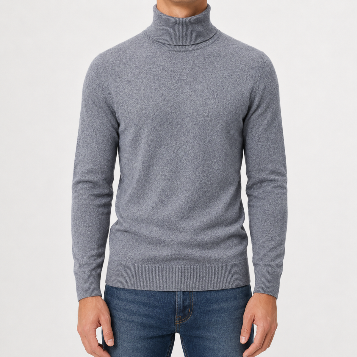 Men’s Turtleneck Jumper – Warm Knitted Roll Neck Pullover