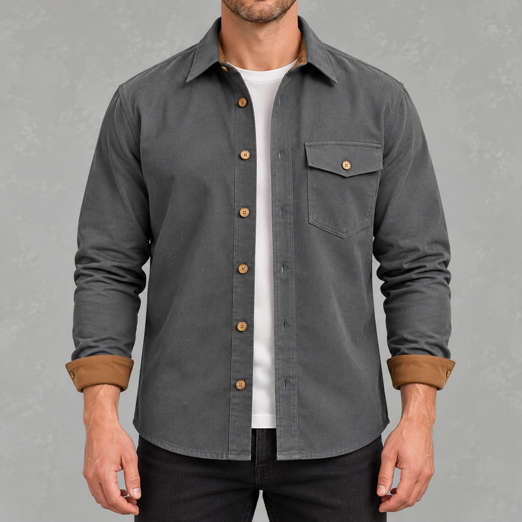 Men’s Casual Shacket – Long Sleeve Relaxed Fit Shacket