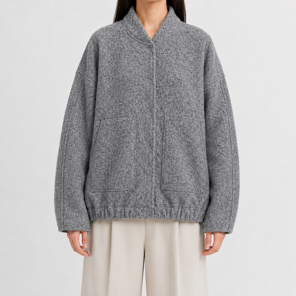 Women’s Bomber Jacket – Relaxed Fit Pocket Jacket with Long Sleeves