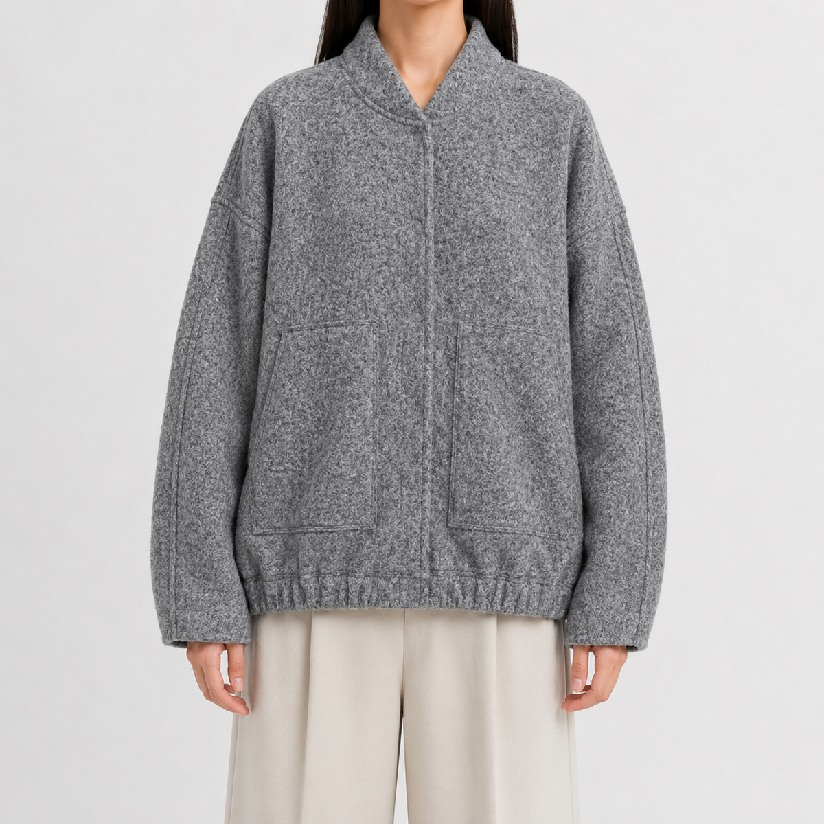 Women’s Bomber Jacket – Relaxed Fit Pocket Jacket with Long Sleeves