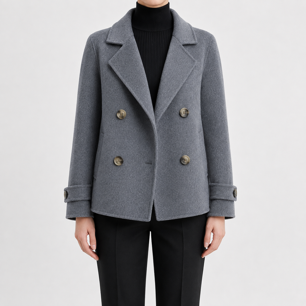 Women’s Short Trench Coat – Handmade Loose Fit Autumn Winter Jacket