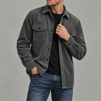 Men’s Corduroy Shirt Jacket – Plus Size Long Sleeve Lapel Shacket
