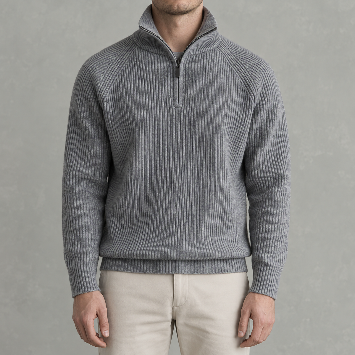 Men’s Quarter Zip Jumper – Slim Fit Soft Long Sleeve Base Layer Pullover
