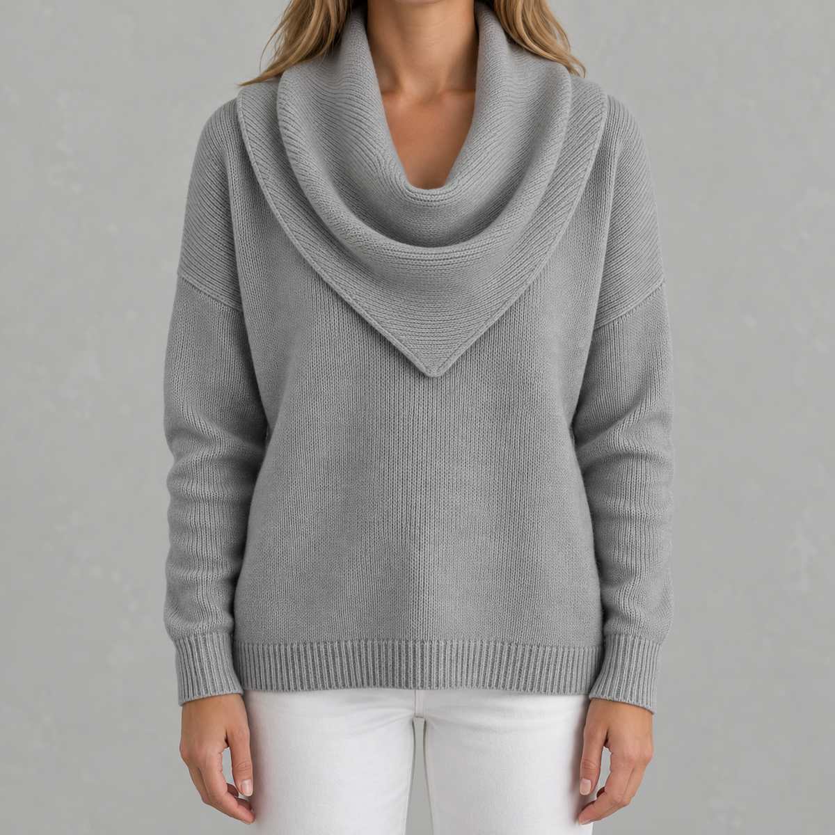 Women’s Knitted Jumper – Solid Colour Long Sleeve Pullover for Autumn & Winter