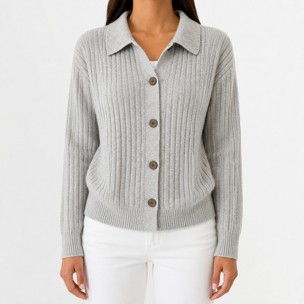 Women’s Knitted Cardigan – Long Sleeve Button Front Jumper