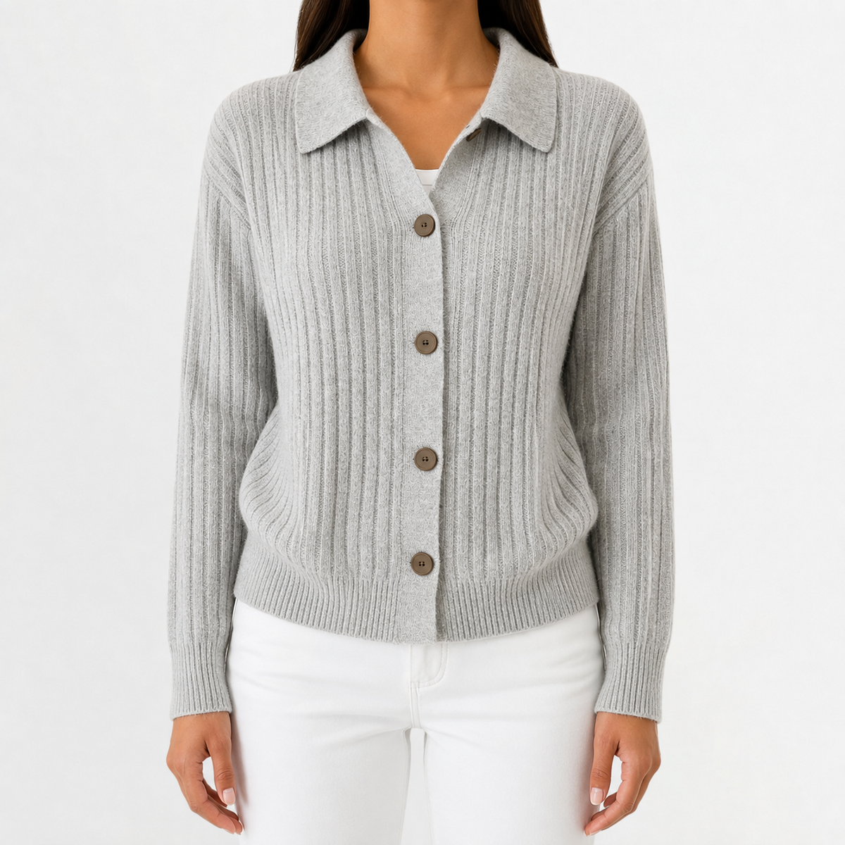 Women’s Knitted Cardigan – Long Sleeve Button Front Jumper