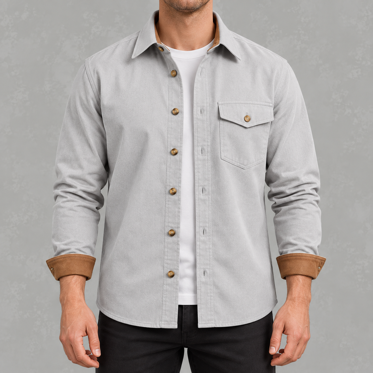 Men’s Casual Shacket – Long Sleeve Relaxed Fit Shacket