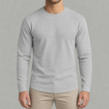 Men’s Waffle Knit Jumper – Round Neck Textured Long Sleeve Pullover