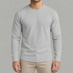 Men’s Waffle Knit Jumper – Round Neck Textured Long Sleeve Pullover