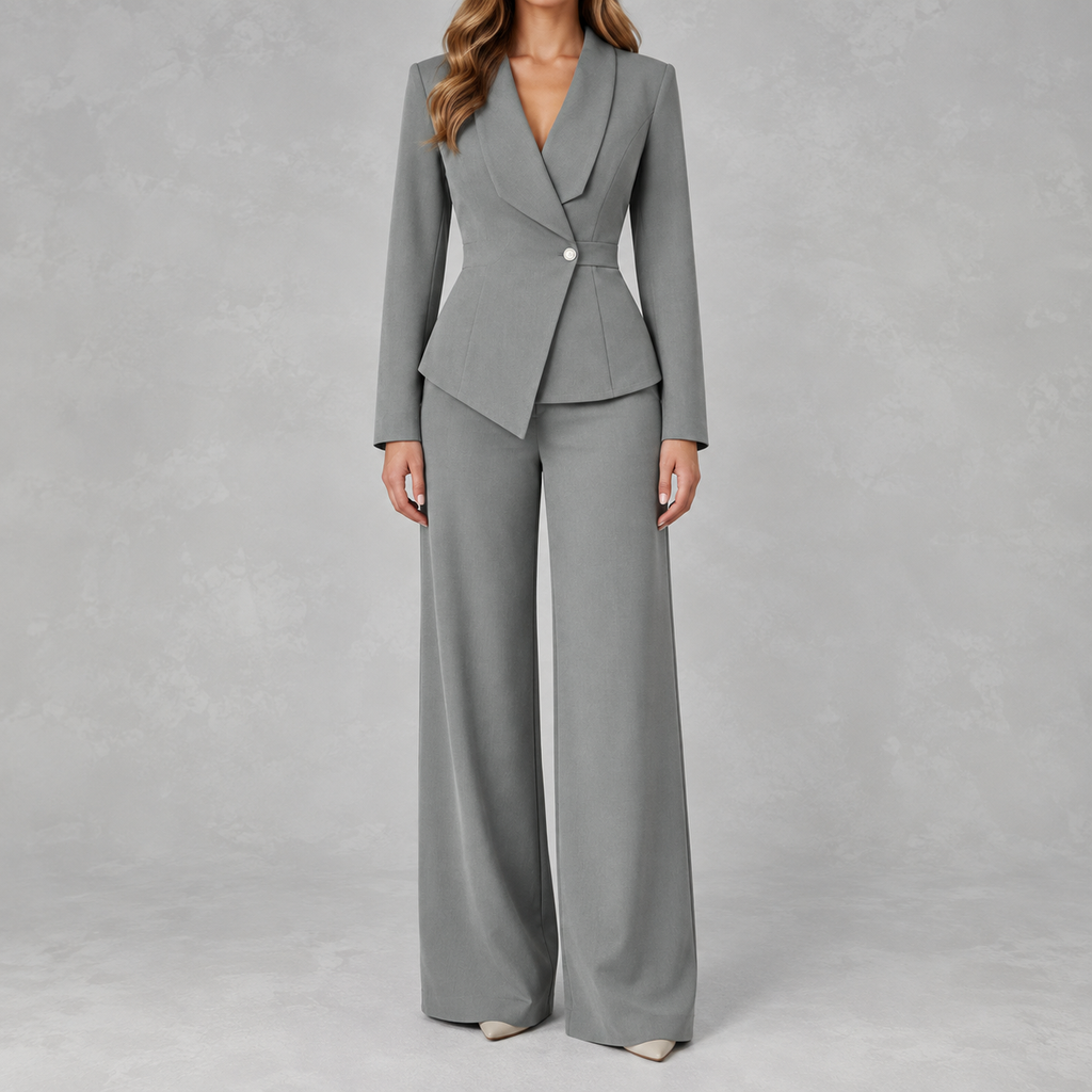 Women’s Suit – Tailored Blazer and Straight Leg Trousers Two-Piece Set