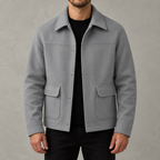 Men’s Wool-Style Jacket – Long Sleeve Lapel Collar Casual Jacket