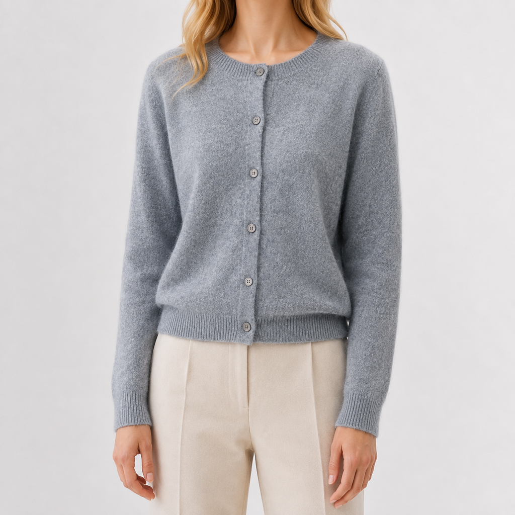 Women’s Cardigan – Plus Size Loose Fit Round Neck Knitted Jumper