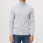 Men’s Turtleneck Jumper – Warm Knitted Roll Neck Pullover