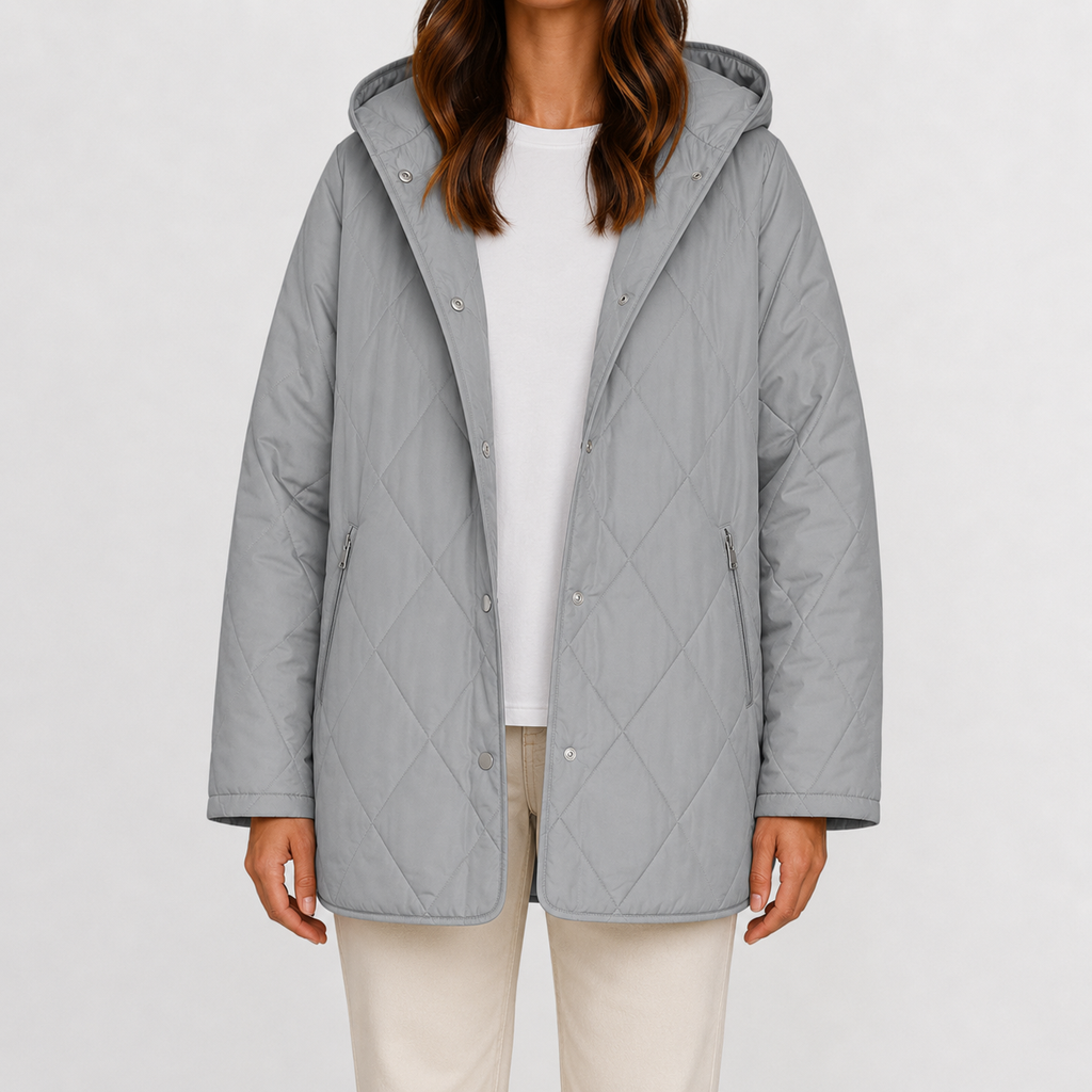 Women’s Quilted Jacket – Lightweight Diamond Quilted Hooded Coat