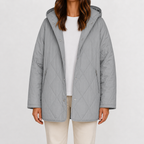 Women’s Quilted Jacket – Lightweight Diamond Quilted Hooded Coat