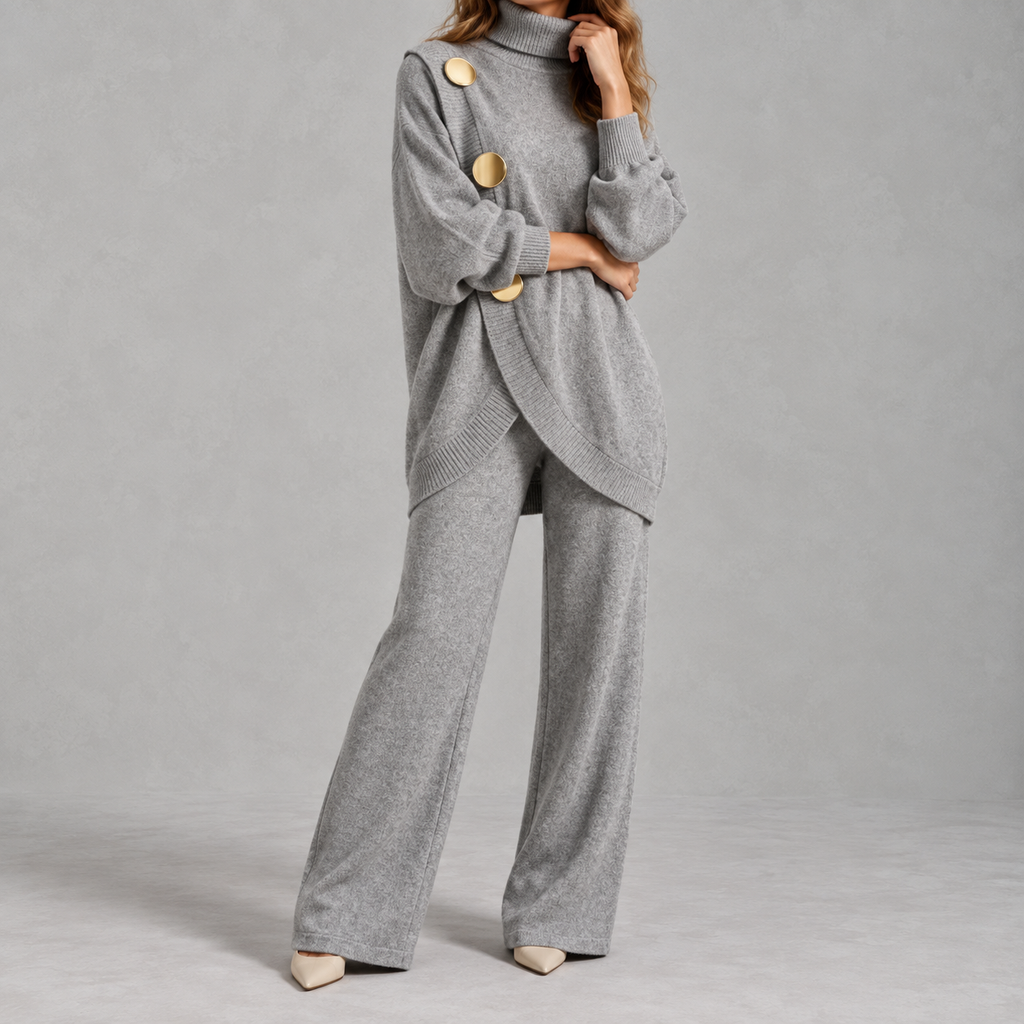 Women’s Knitted Jumper Set – Asymmetric Two-Piece Knitwear Co-Ord