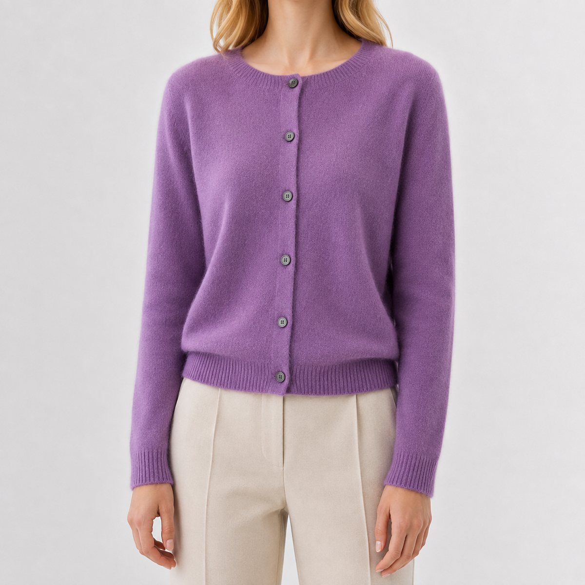 Women’s Cardigan – Plus Size Loose Fit Round Neck Knitted Jumper