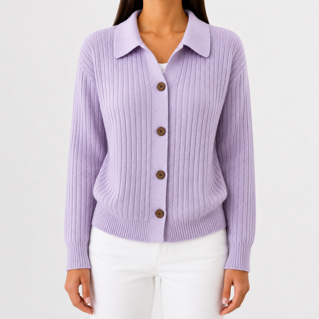 Women’s Knitted Cardigan – Long Sleeve Button Front Jumper