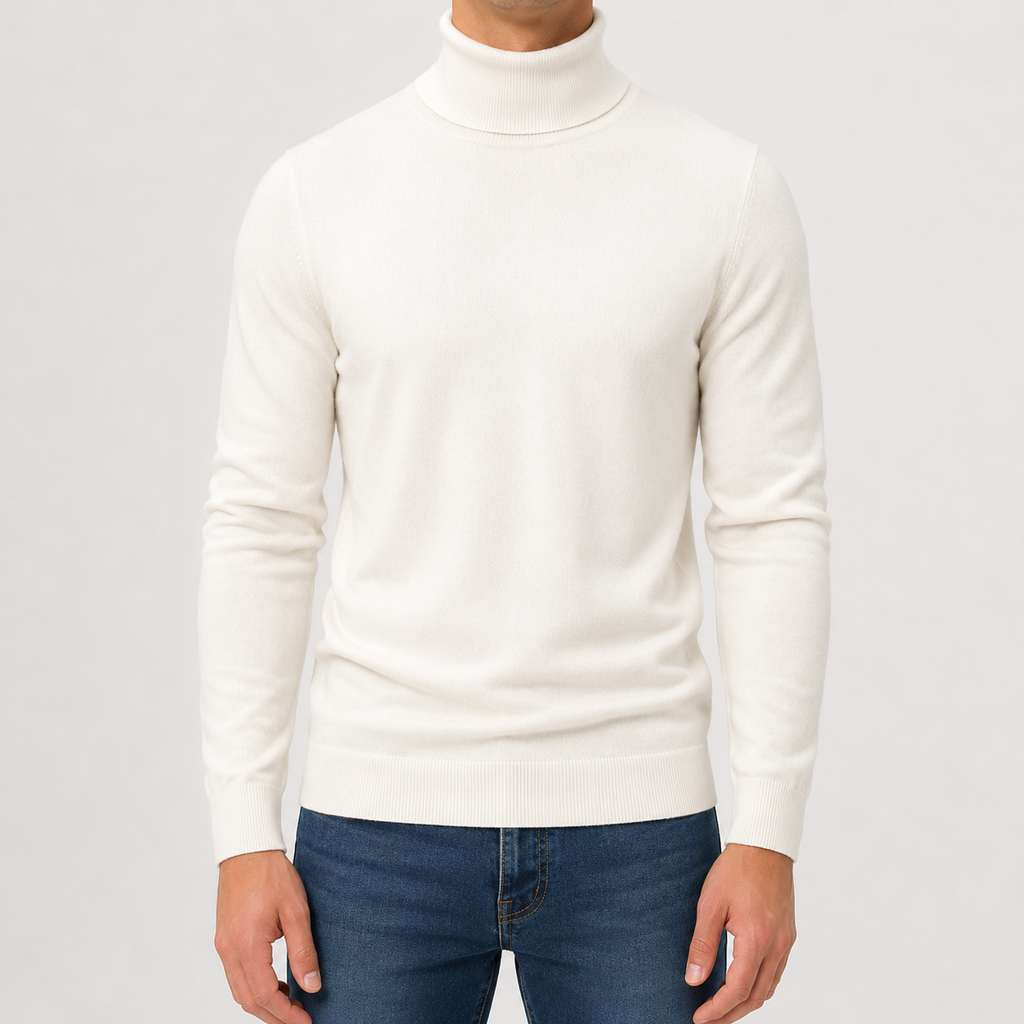 Men’s Turtleneck Jumper – Warm Knitted Roll Neck Pullover