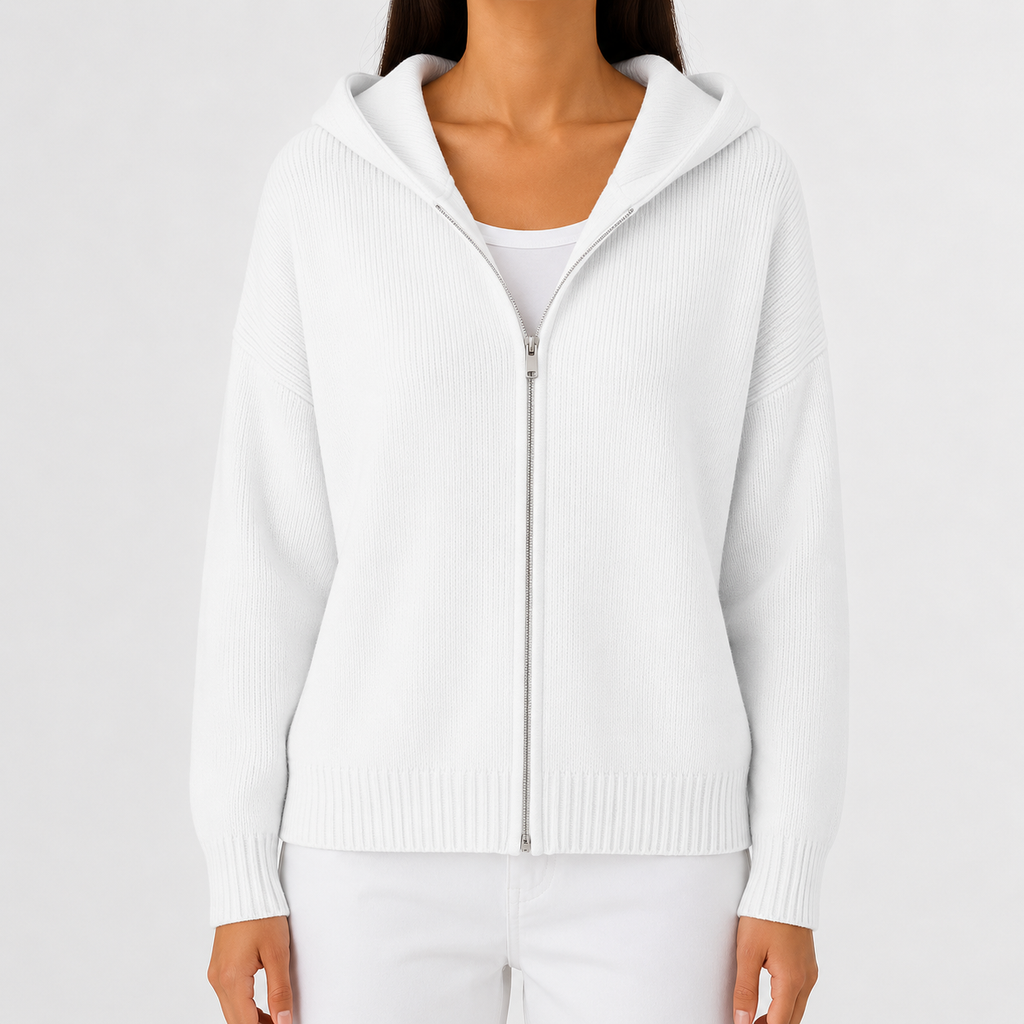 Women’s Knitted Hoodie – Full Zip Hooded Cardigan Jumper