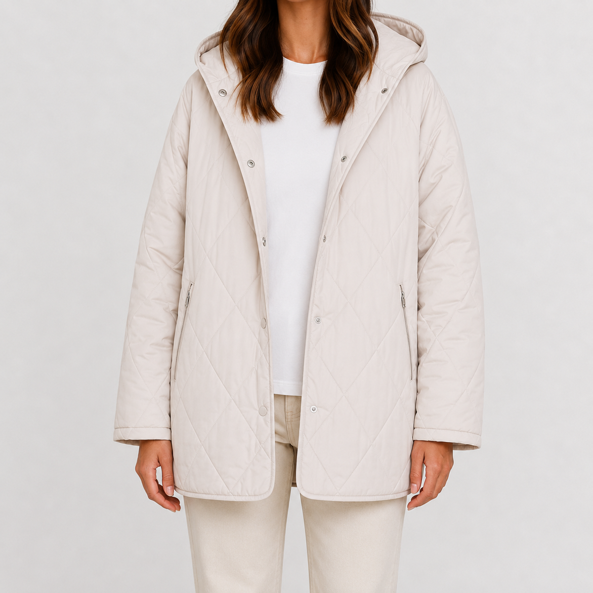 Women’s Quilted Jacket – Lightweight Diamond Quilted Hooded Coat