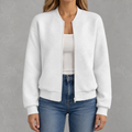 Women’s Baseball Jacket – Solid Colour Zip Up Jacket with Stand Collar