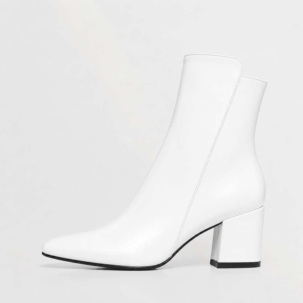 Women’s Leather Boots – Chunky Heel Zip-Up Ankle Boots