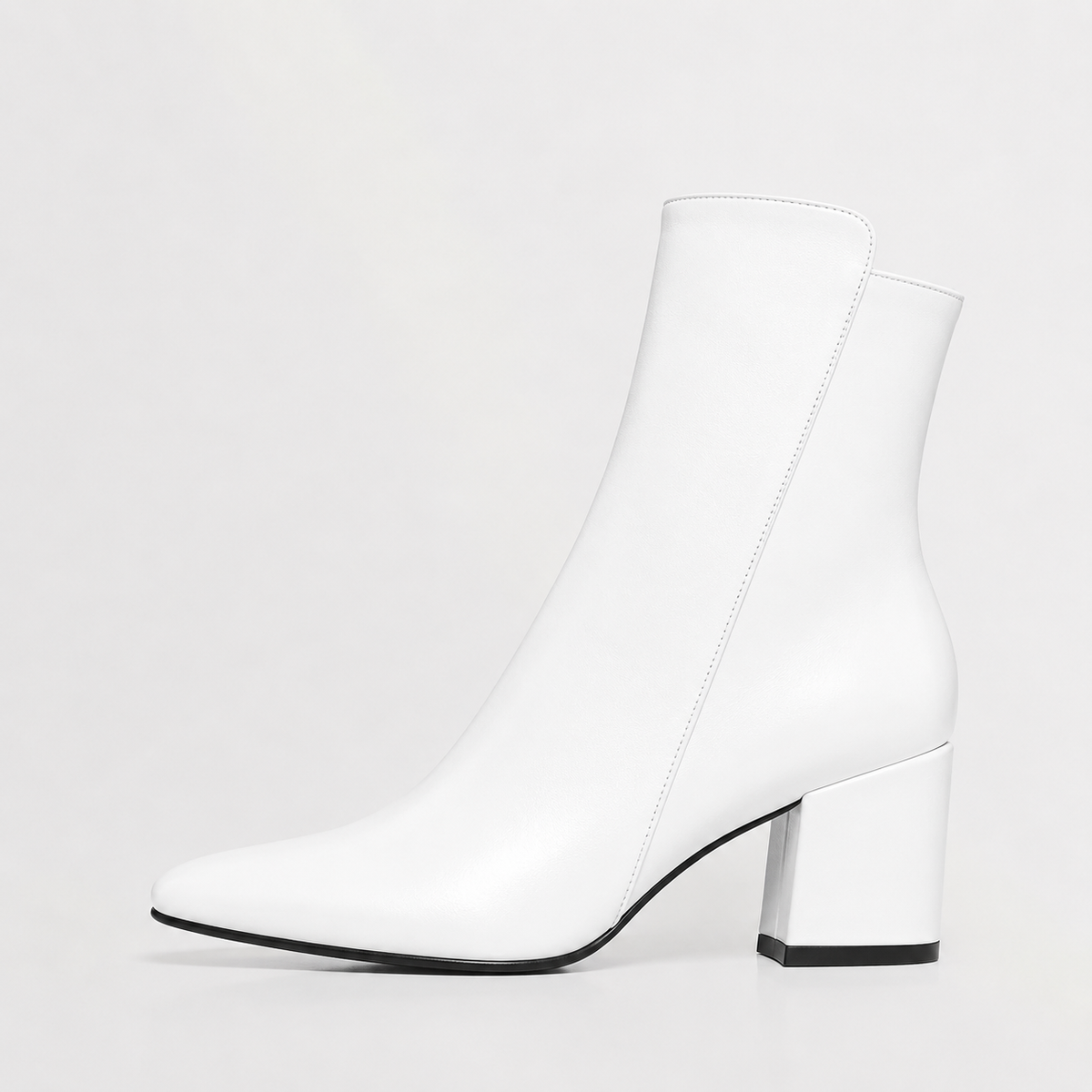 Women’s Leather Boots – Chunky Heel Zip-Up Ankle Boots