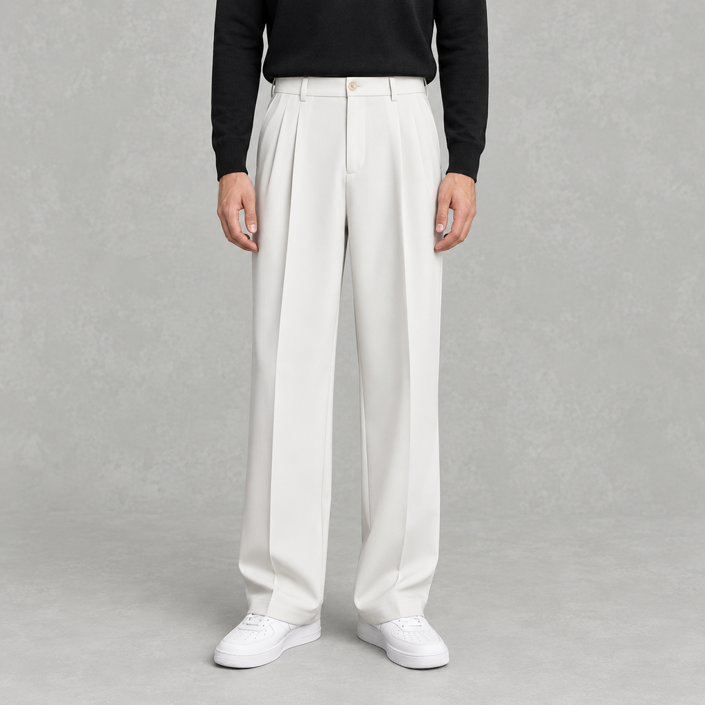 Men’s Trousers – Loose Fit Straight Leg Suit Pants