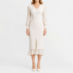 Women’s Winter Dress – French-Inspired Long Sleeve Midi Dress