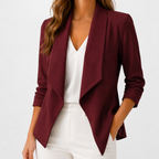 Women’s Blazer – Fitted Pleated Solid Colour Tailored Jacket