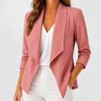 Women’s Blazer – Fitted Pleated Solid Colour Tailored Jacket