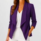 Women’s Blazer – Fitted Pleated Solid Colour Tailored Jacket