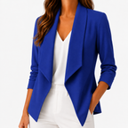 Women’s Blazer – Fitted Pleated Solid Colour Tailored Jacket