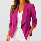 Women’s Blazer – Fitted Pleated Solid Colour Tailored Jacket